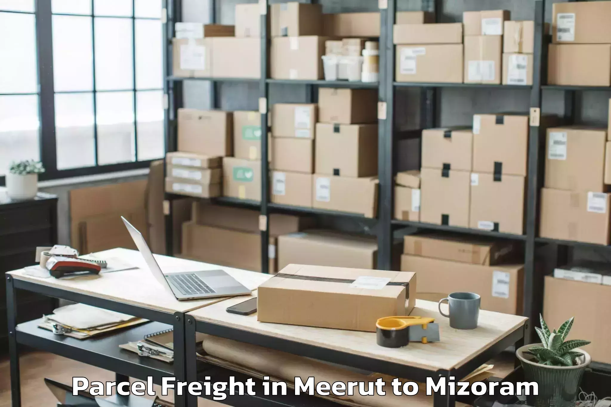 Leading Meerut to Hnahthial Parcel Freight Provider